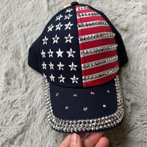 American flag studded hat one size woman